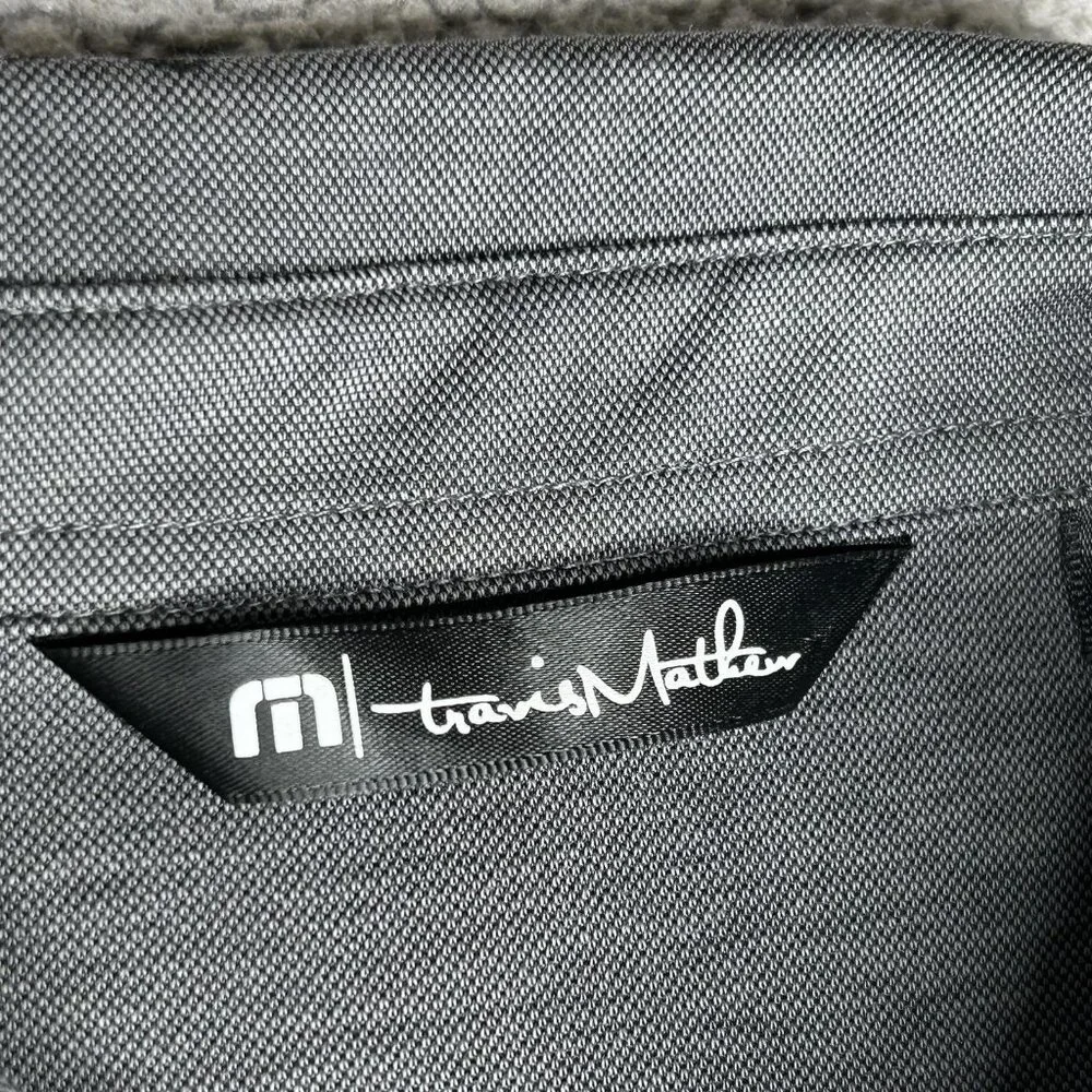 Travis Mathew Polo Shirt Mens Large Gray Priest Lake Golf Course Beer Palm Print - Picture 4 of 15